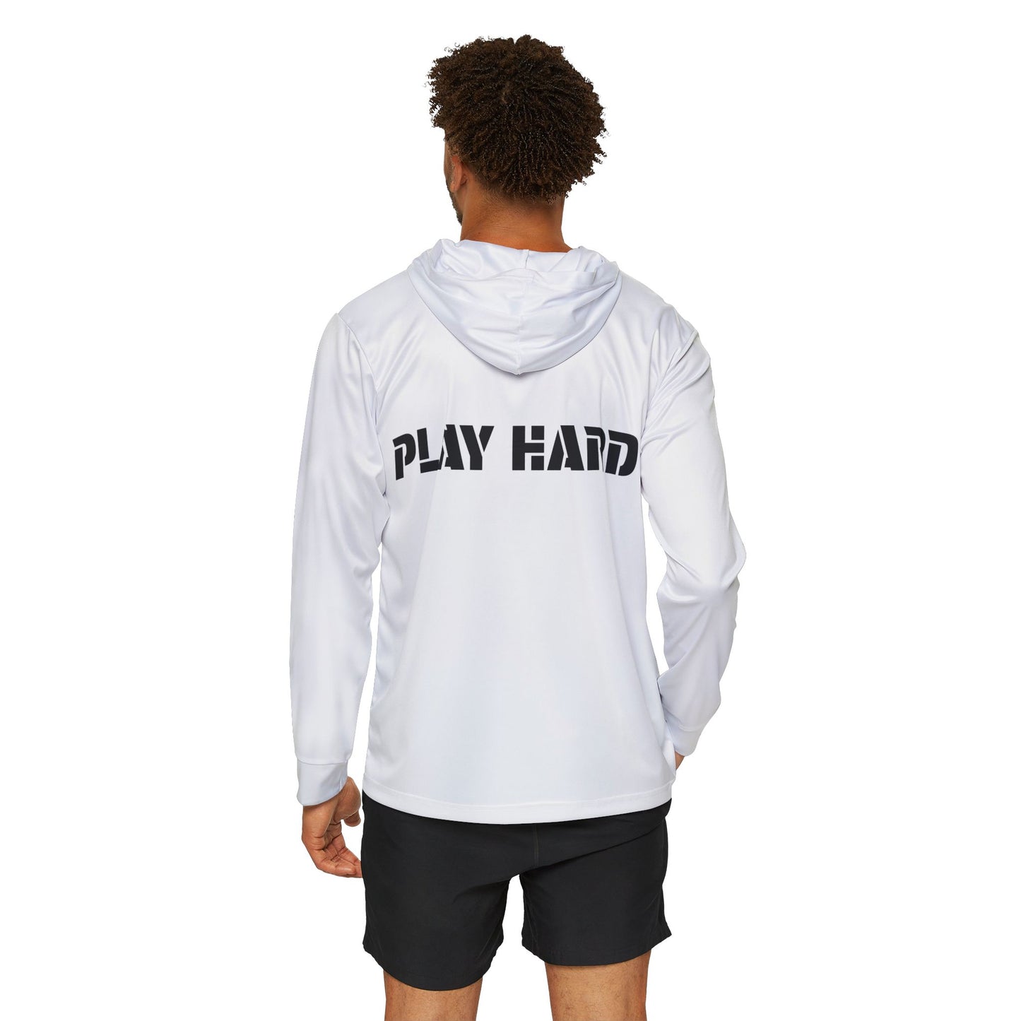 Men's Sports Warmup Hoodie White "Play Hard"