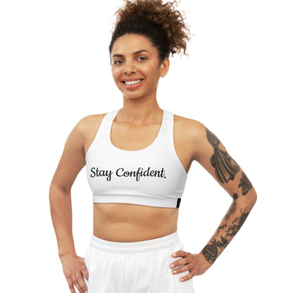 Seamless Sports Bra White "Stay Confident."